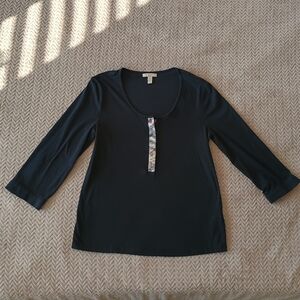 Burberry Brit 3/4 Sleeve Nova Check Sleeve Top READ